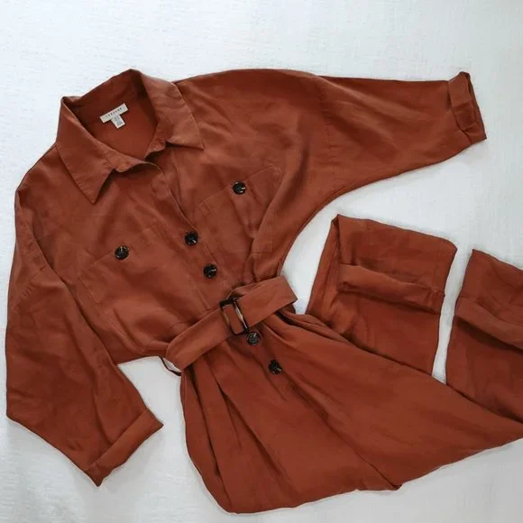 Women’s Topshop Button-Up Belted Boiler Jumpsuit - Picture 2 of 5